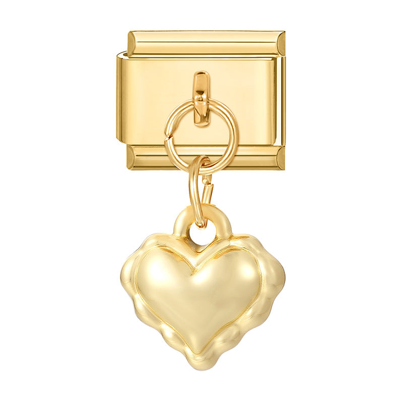 Wholesale 9mm Italian Charm Starter Bracelets DIY Heart and Bowknot Pendant Style Stainless Steel Composable Bracelet