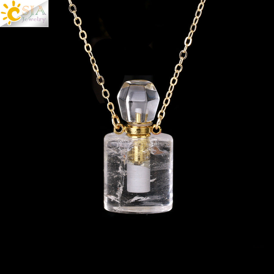 Wholesale Natural Stone Crystal Perfume Bottle Necklace ACC-NE-HuaiShe001