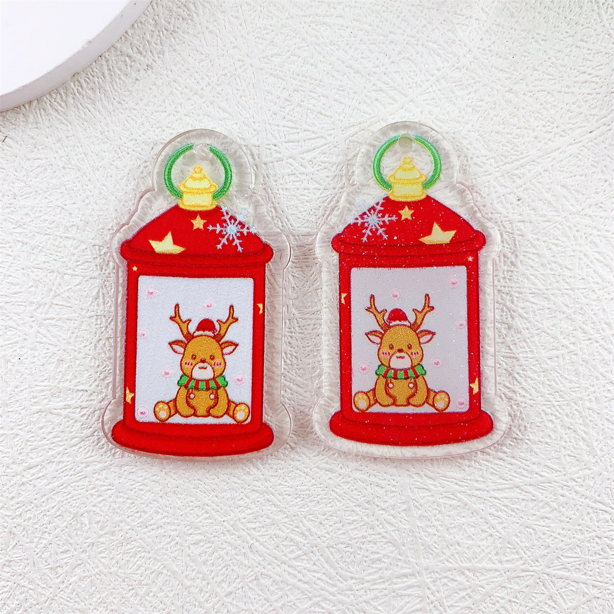 Wholesale 10pcs Acrylic Embossed Print Santa Elk Snowman Christmas Series Pendant
