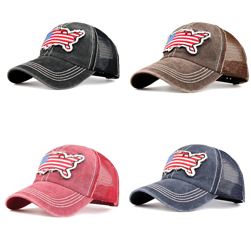 Wholesale American Flag Padded Embroidered Mesh Baseball Cap