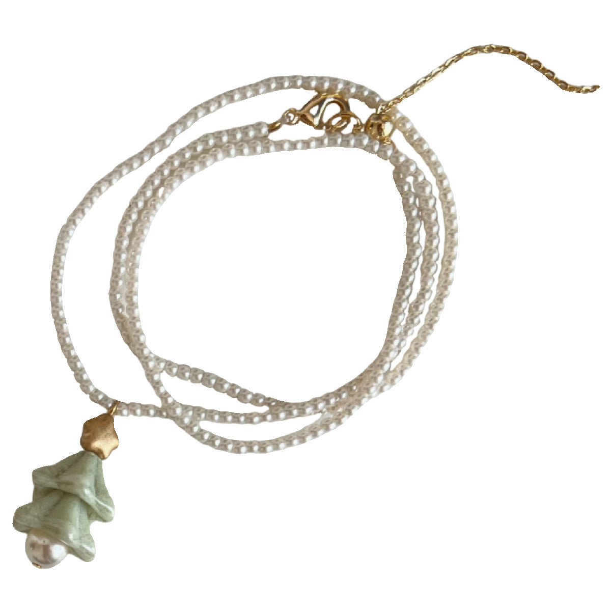 Wholesale Christmas tree mini pine green imported Czech bead necklace