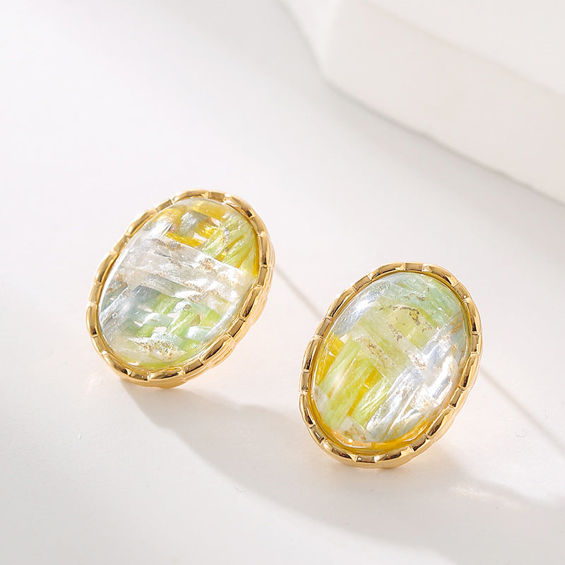 Wholesale  oil painting earrings silver needles gorgeous retro ear jewelry