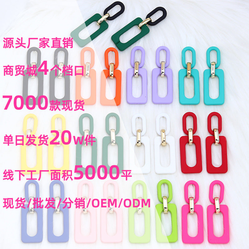 Wholesale rectangular hollow ing acrylic earrings earrings retro personality  earrings