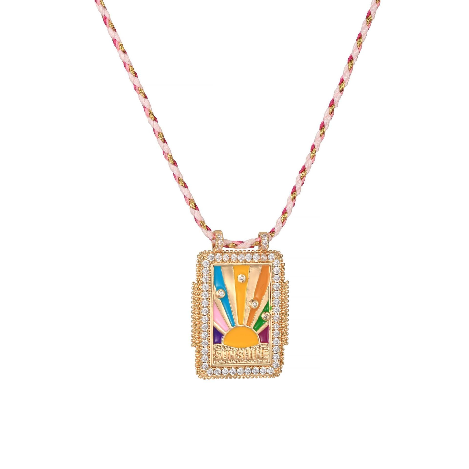 Wholesale  Square Brand Bohemian Art Retro Style Tarot Necklace