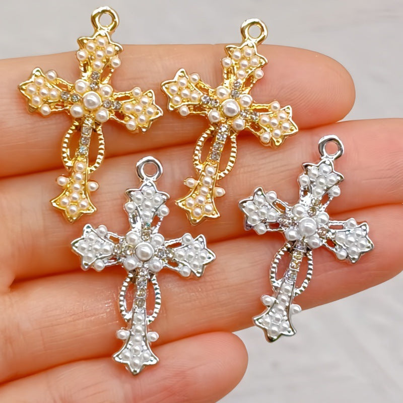 Wholesale 10pcs Alloy memory diamond cross accessories earrings necklace pendant jewelry ornaments earring DIY materials