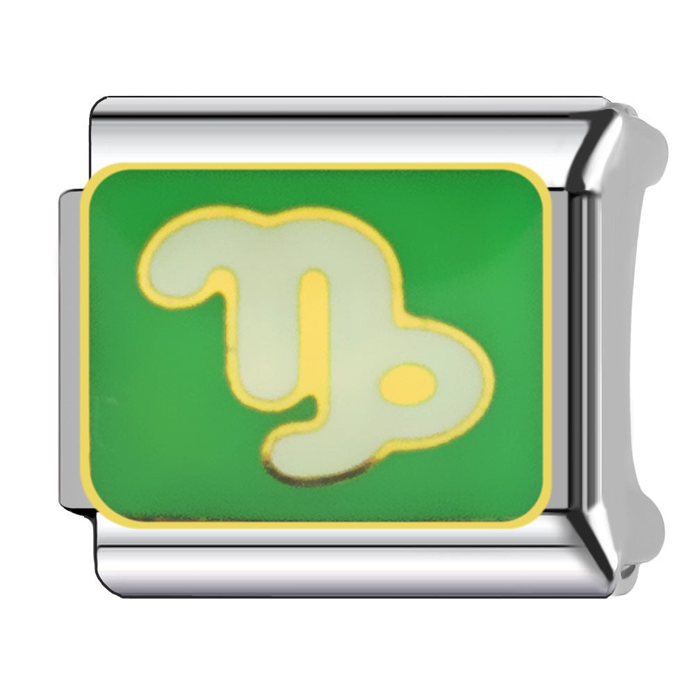 Wholesale Italian Charm Bracelet 9mm DIY  Twelve Zodiac Signs Color-Preserving Blue English   Creative Stainless Steel Composable Bracelet