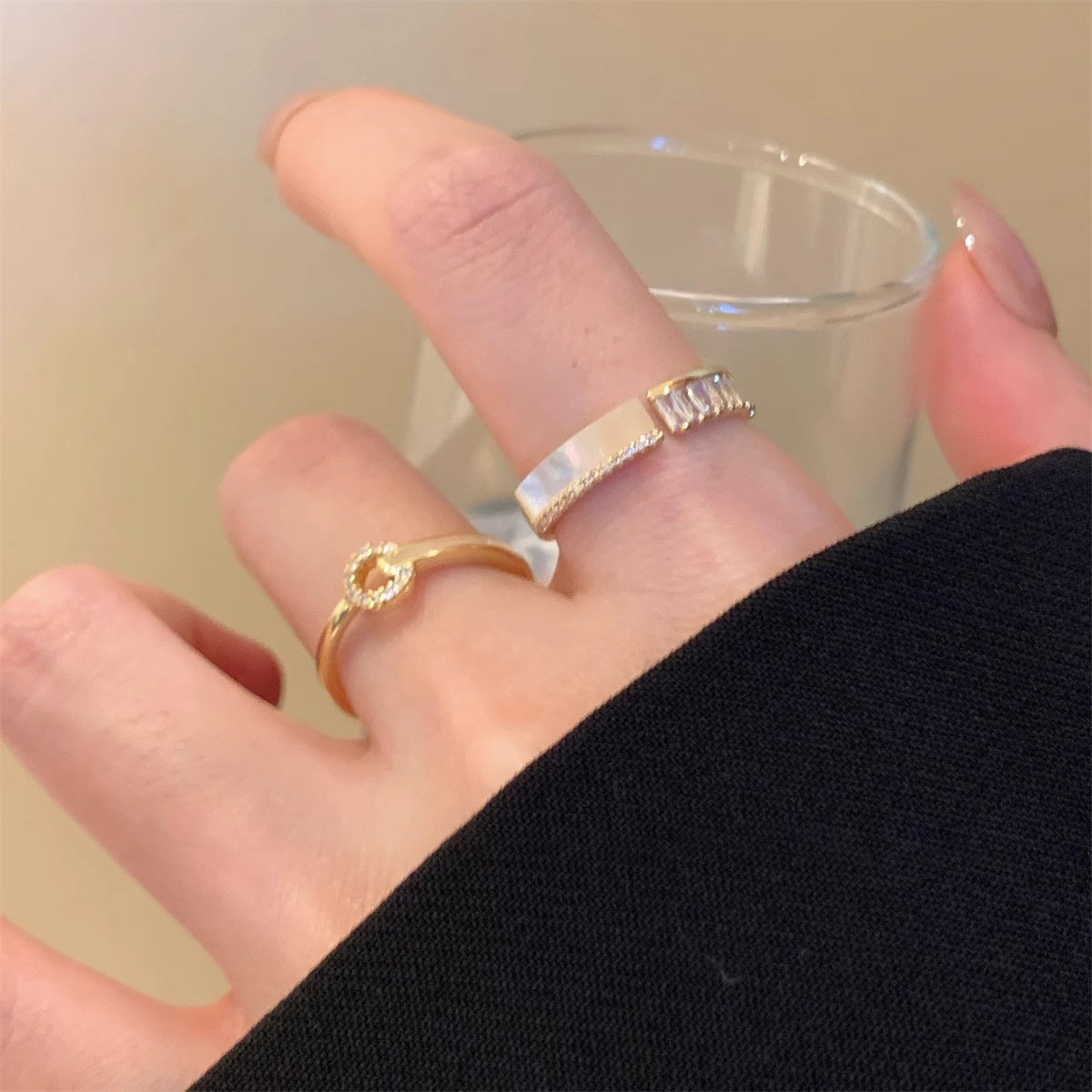 Wholesale Simple and Fashionable Zircon Design Sense Stacked Ring