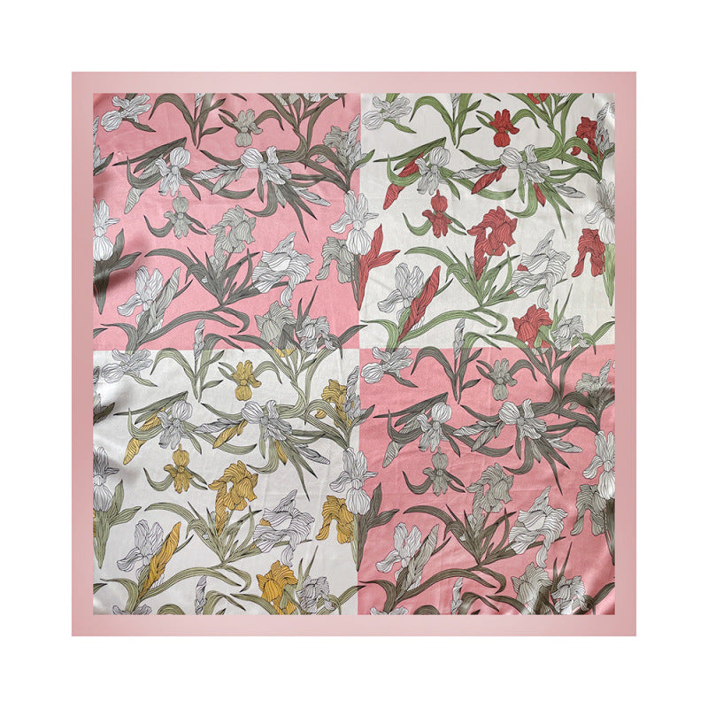 Wholesale 90cm Satin Printed Turban Silk Scarf Floral Large Square Scarf