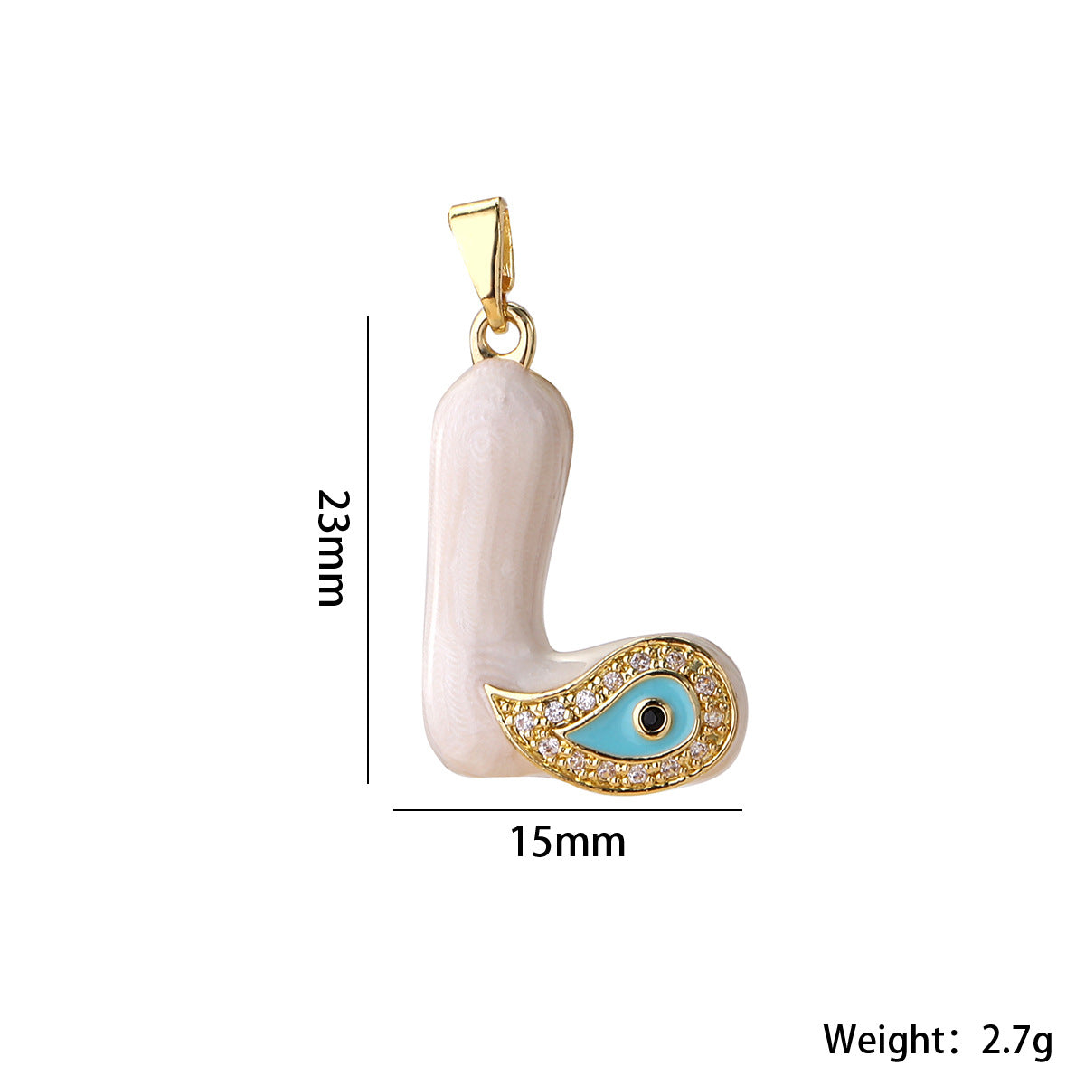 Wholesale Evil Eye Letter Pendant 16K Gold Plated Copper With Zircon Fashion Decorative Accessory DIY Jewelry Charm Boutique Gift Resale