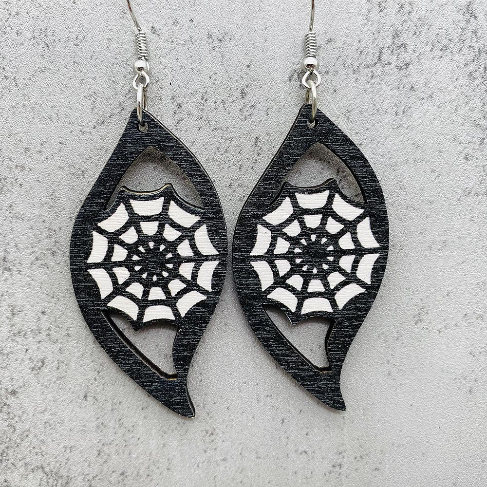 Wholesale Halloween Wood Pumpkin Skull Ghost Earrings
