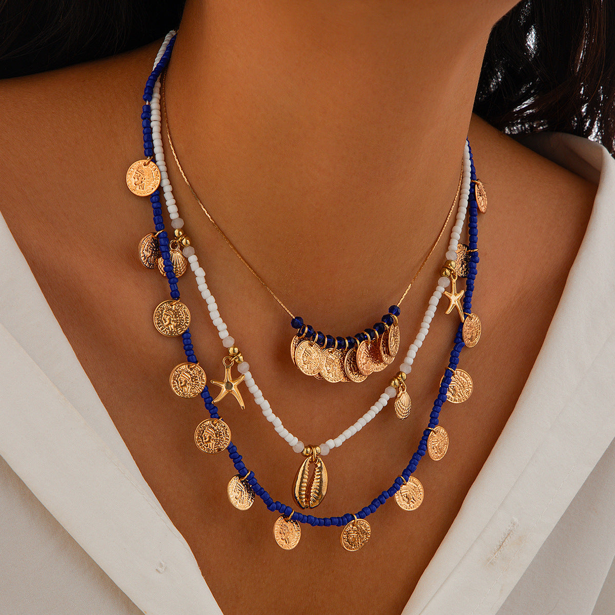 Wholesale Literature and Art Retro Style Figure Coin Necklace