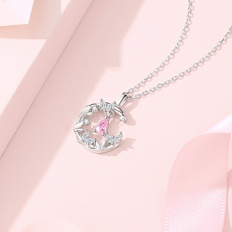 Wholesale S925 Silver Moon Butterfly Necklace