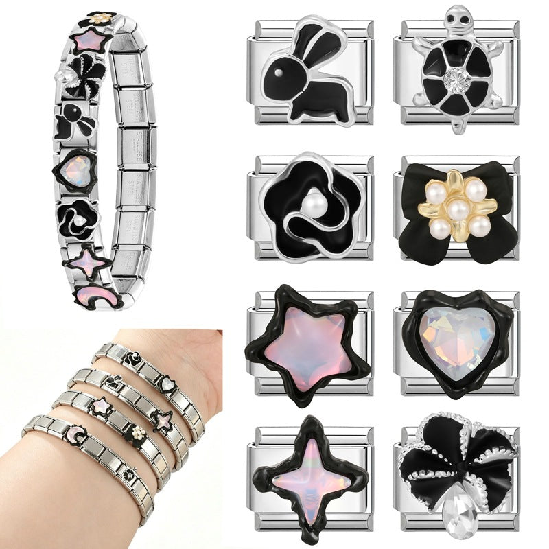 Wholesale Rabbit Love Star Theme Stainless Steel DIY Bracelet Parts Trendy Jewelry Accessory
