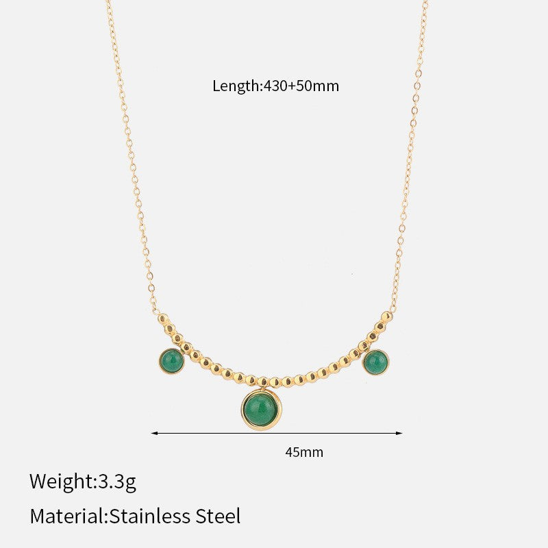 Wholesale  Retro Emerald Stainless Steel Necklace