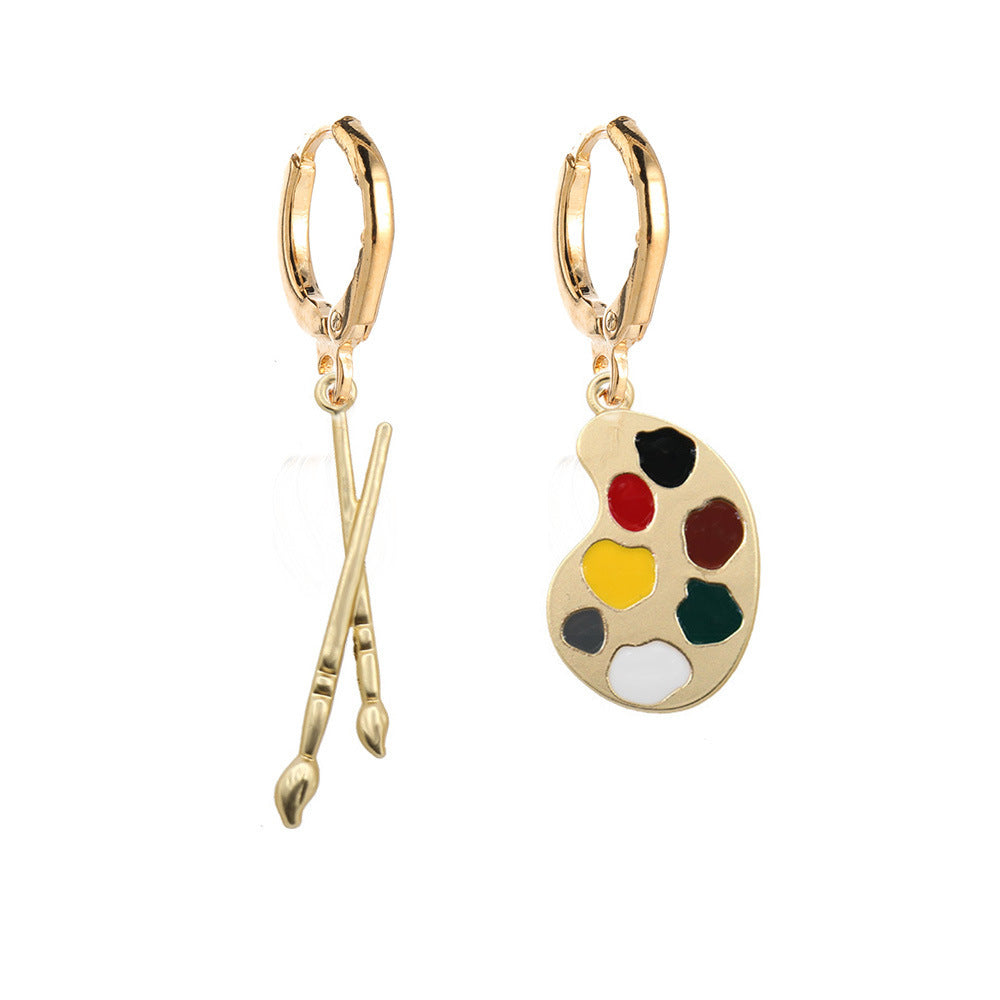 Wholesale  Teachers' Day Earrings Pencil Book Clock Alloy Oil Dropping Earrings