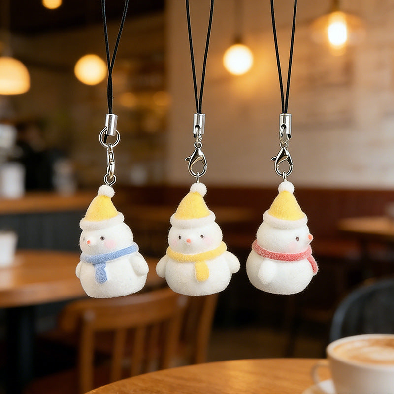 Wholesale Resin flocked Christmas pendant keychain