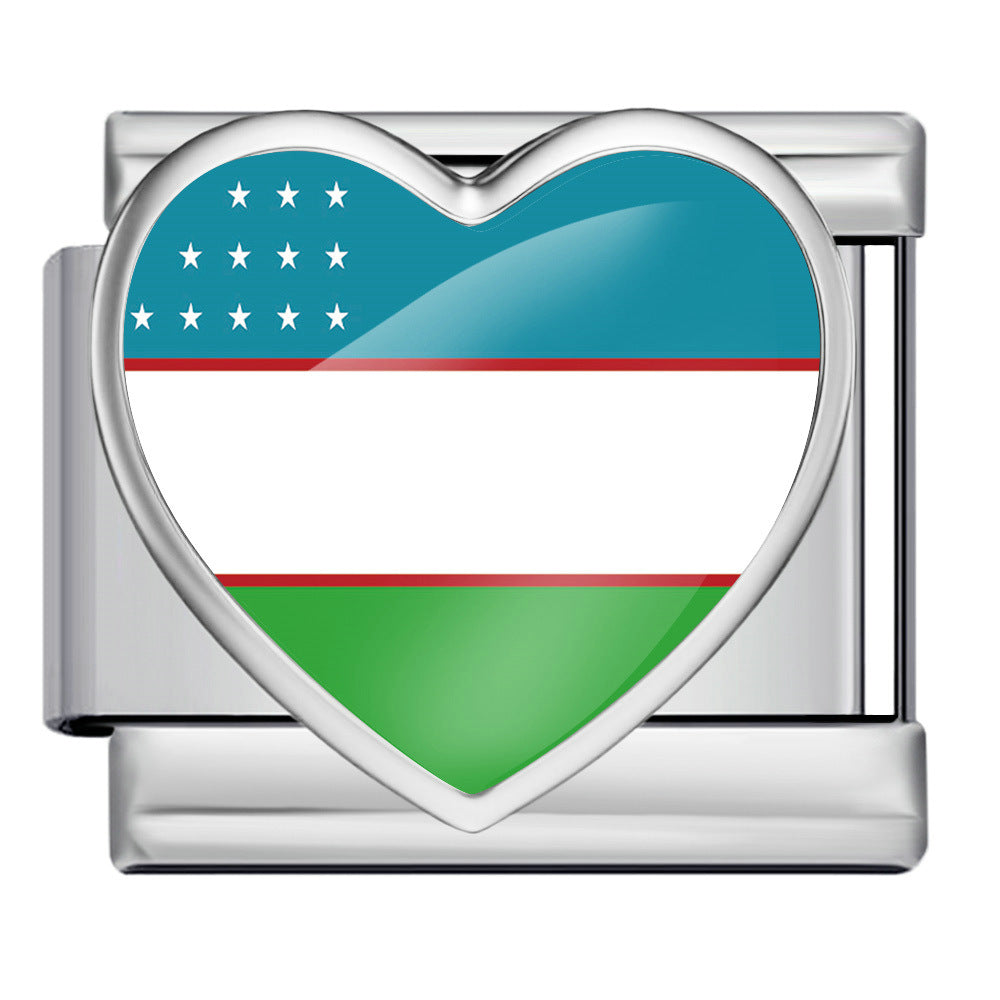 Wholesale Heart-Shaped Flag Pattern Stainless Steel Bracelet Strap Chain Fashion Accessory Gift