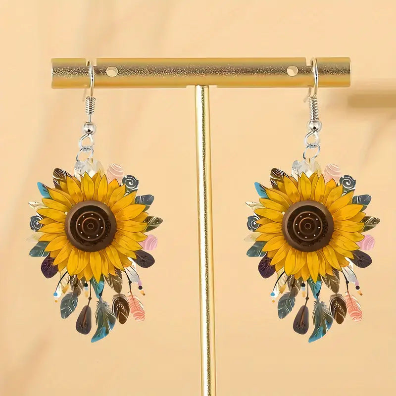 Wholesale Sunflower Acrylic Earrings ACC-ES-Xiyin009