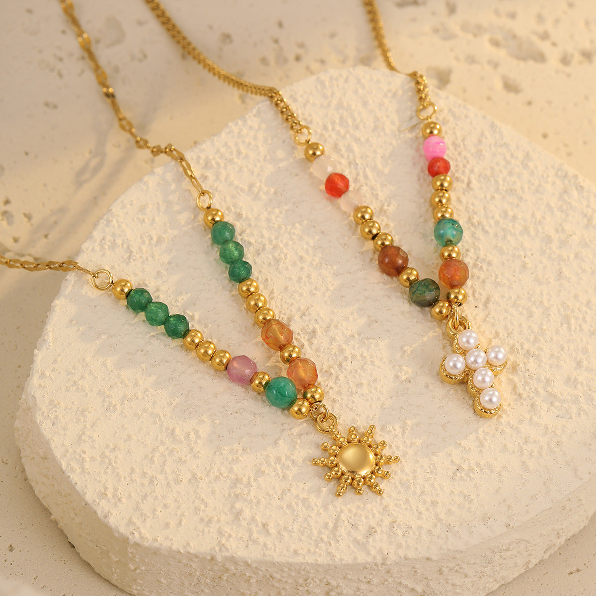 Wholesale Instagram Style Vintage Sun and Cross Necklace