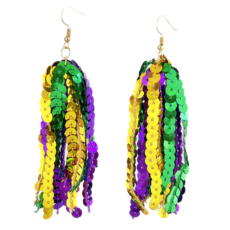 Wholesale 2pcs/ pack Carnival Glitter Tassel Feather Earrings