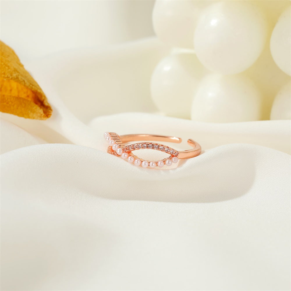 Wholesale Pearl 8-character Cross Opening Ring