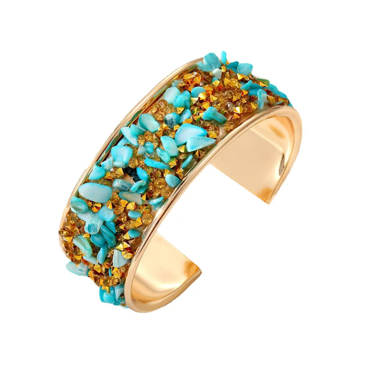 Wholesale European Style Color Gravel Open Bracelet Sparkly Fashion Jewelry Accessory Gift