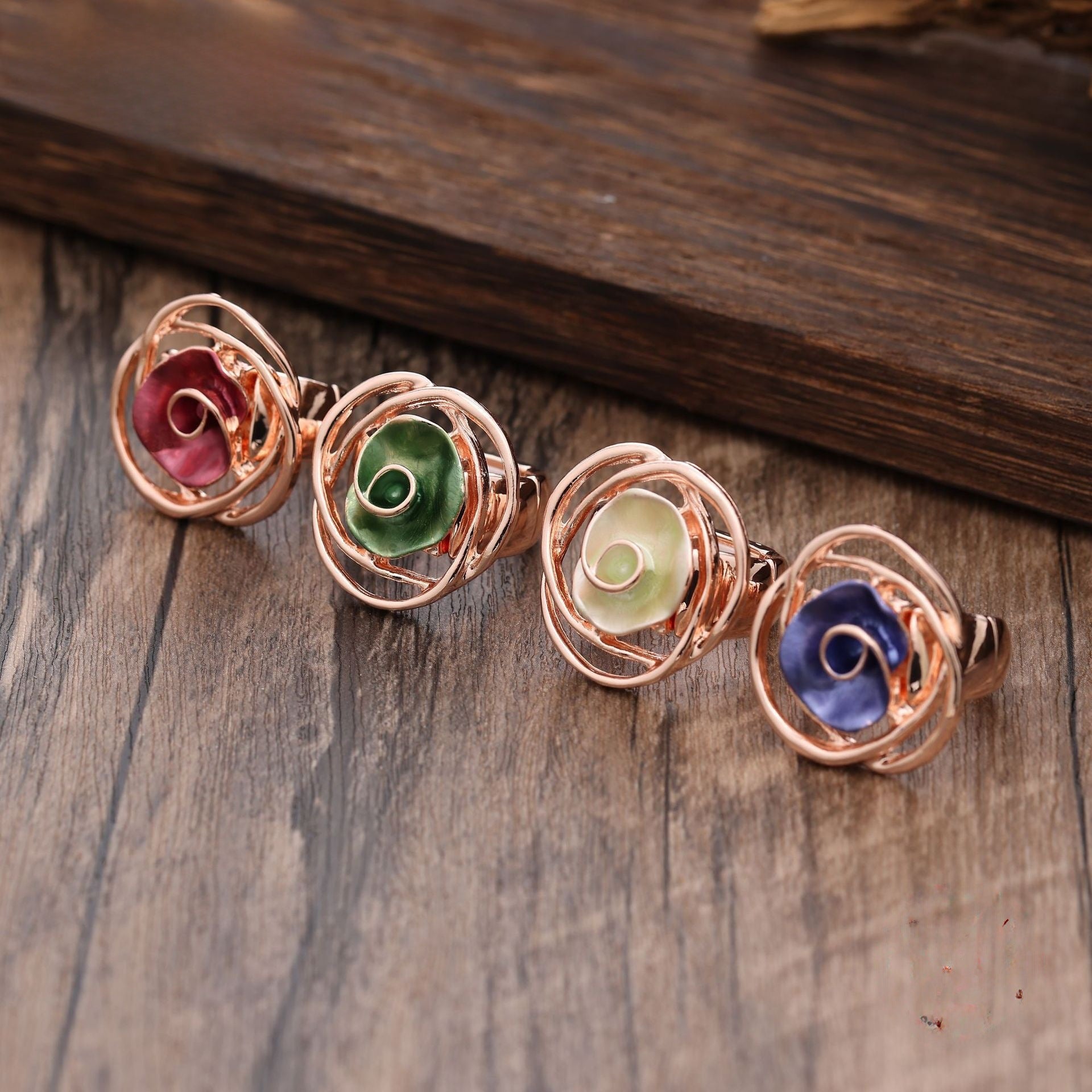 Wholesale Elastic Alloy Rose Flower Ring