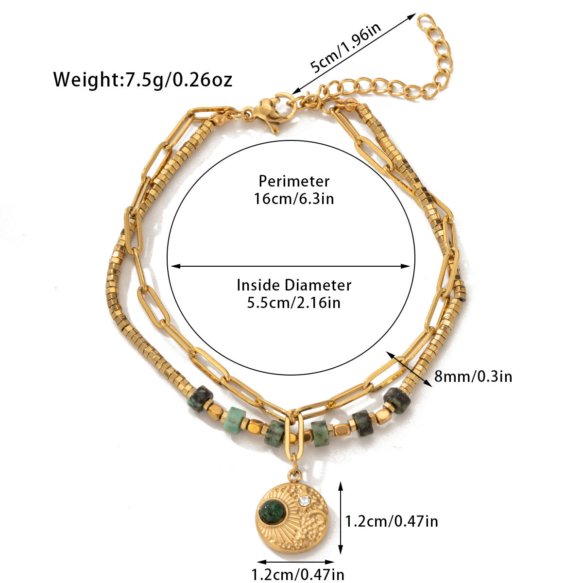 Wholesale Titanium Steel Bracelets Bohemian Natural Stone Beaded Bracelets ACC-BT-Jind001