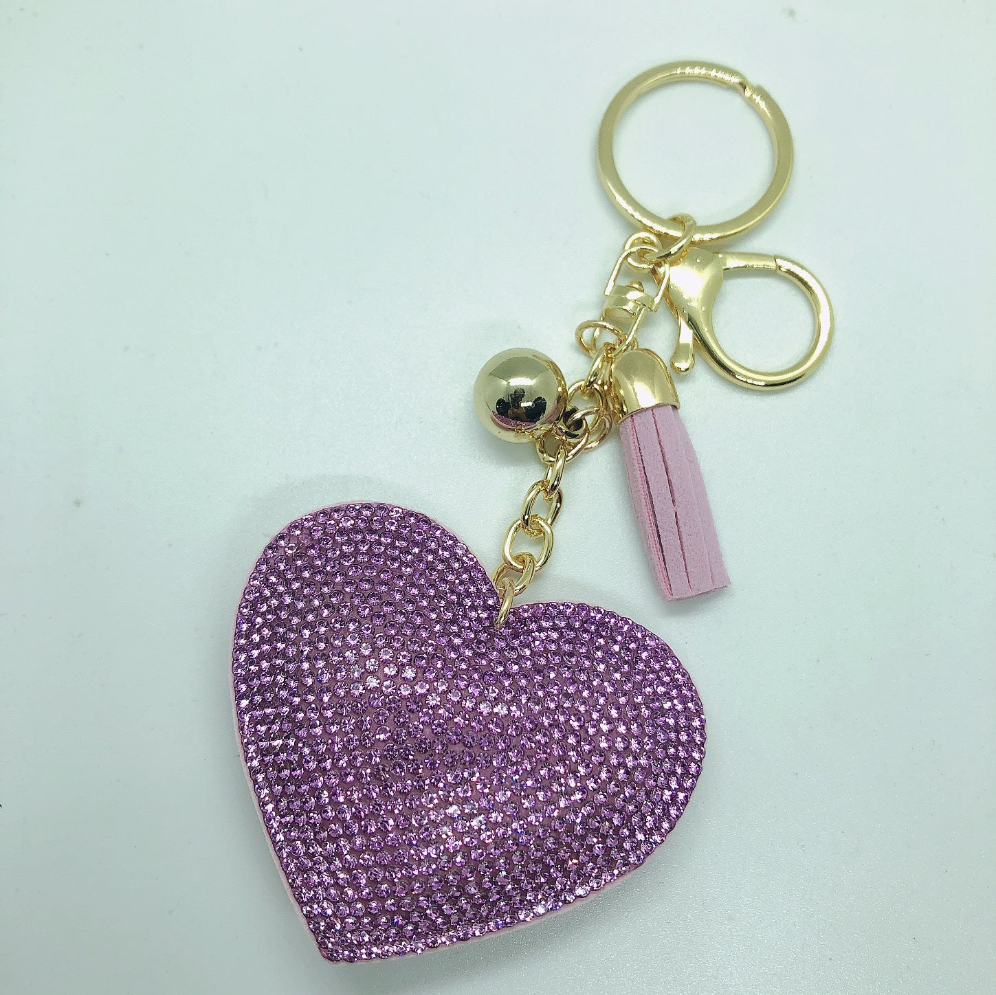 Wholesale 12pcs Heart Shape Hot Diamond Leather Keychain ACC-KC-DC001
