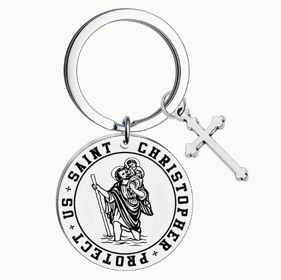 Wholesale Saint Christopher Traveler Keychain Stainless Steel Car Key Accessory Gift