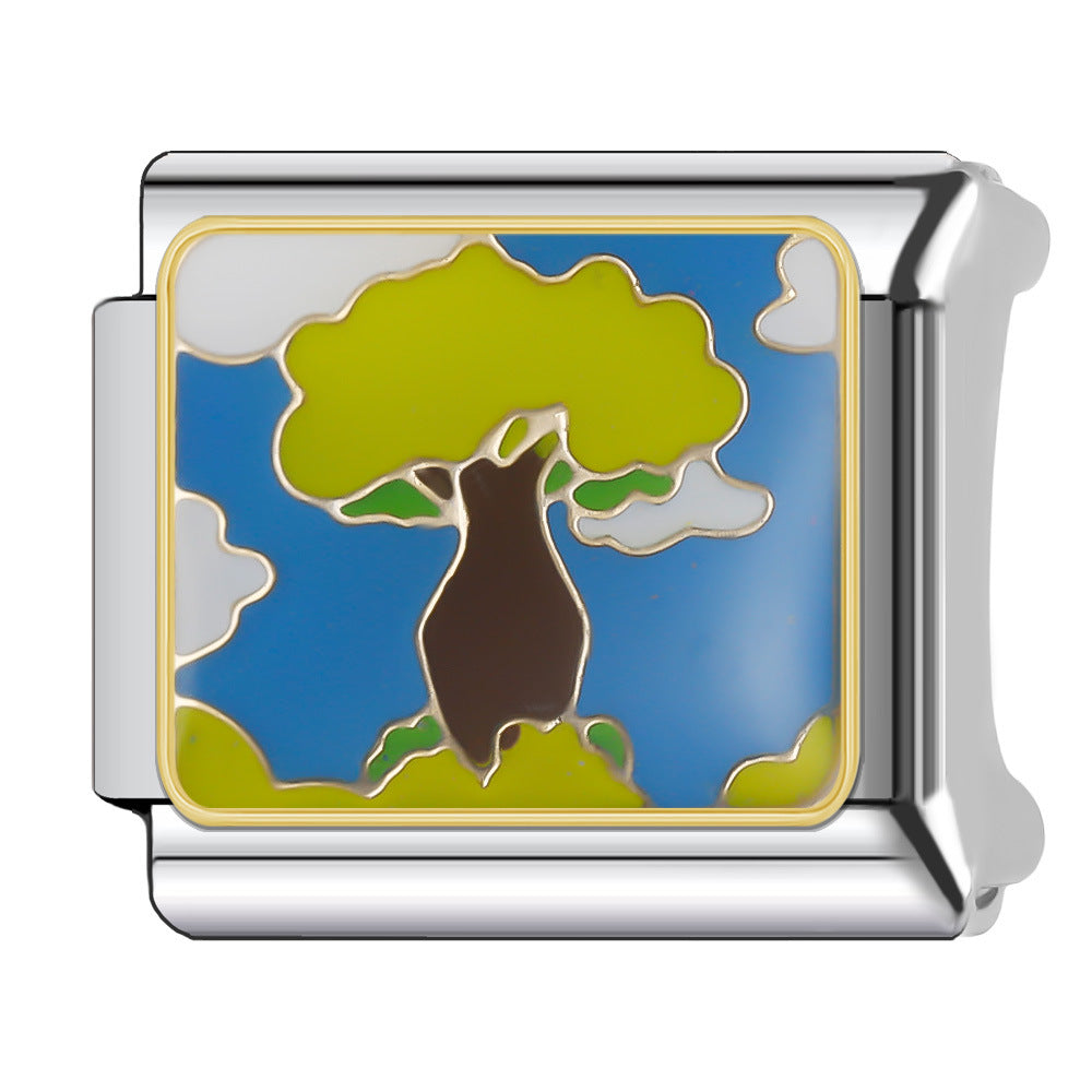 Wholesale Italian Charm Bracelet 9mm DIY Splicing Stainless Steel Holiday Tourism Landmark Composable Bracelet