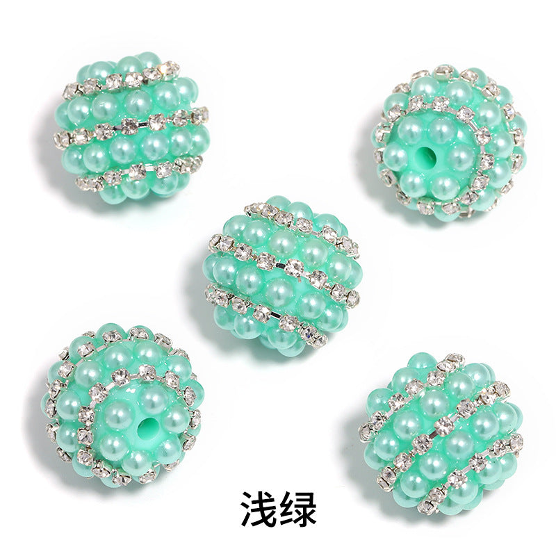 Wholesale 5PCS Candy Color Pearl Rhinestone Beads DIY Beads Mobile Phone Chain Accessories ACC-BDS-BLG044