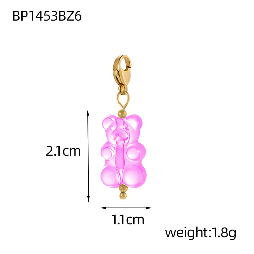 Wholesale  Macaron Colorful Bear DIY Jewelry Pendant