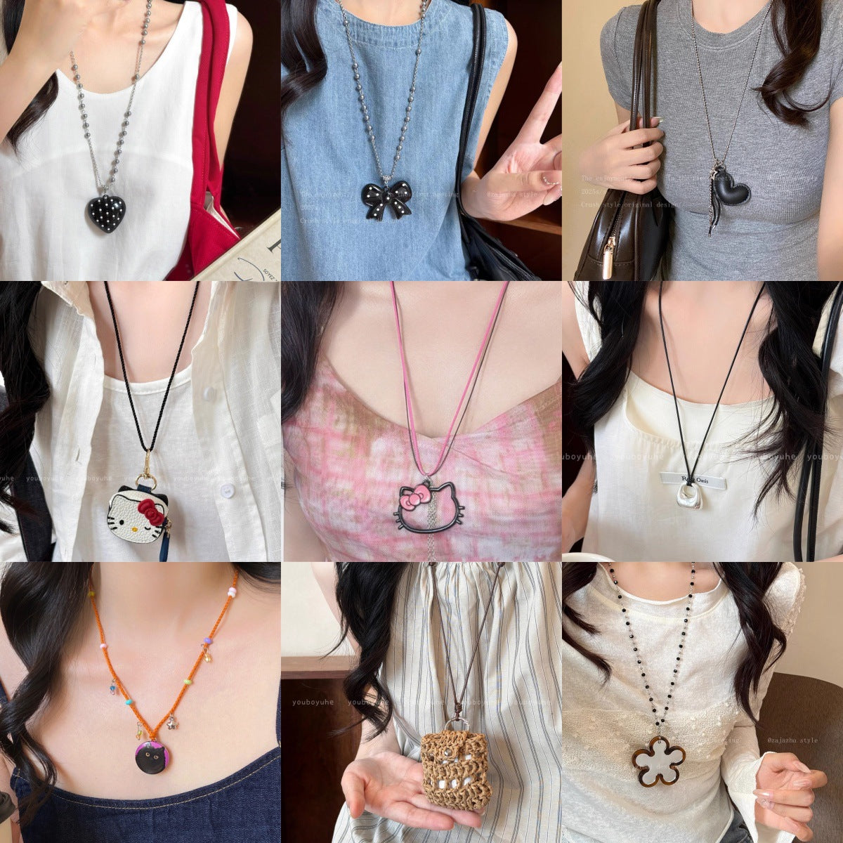 Wholesale Korean Style Heart Polka Dot Pendant Necklace Gift Jewelry Accessory