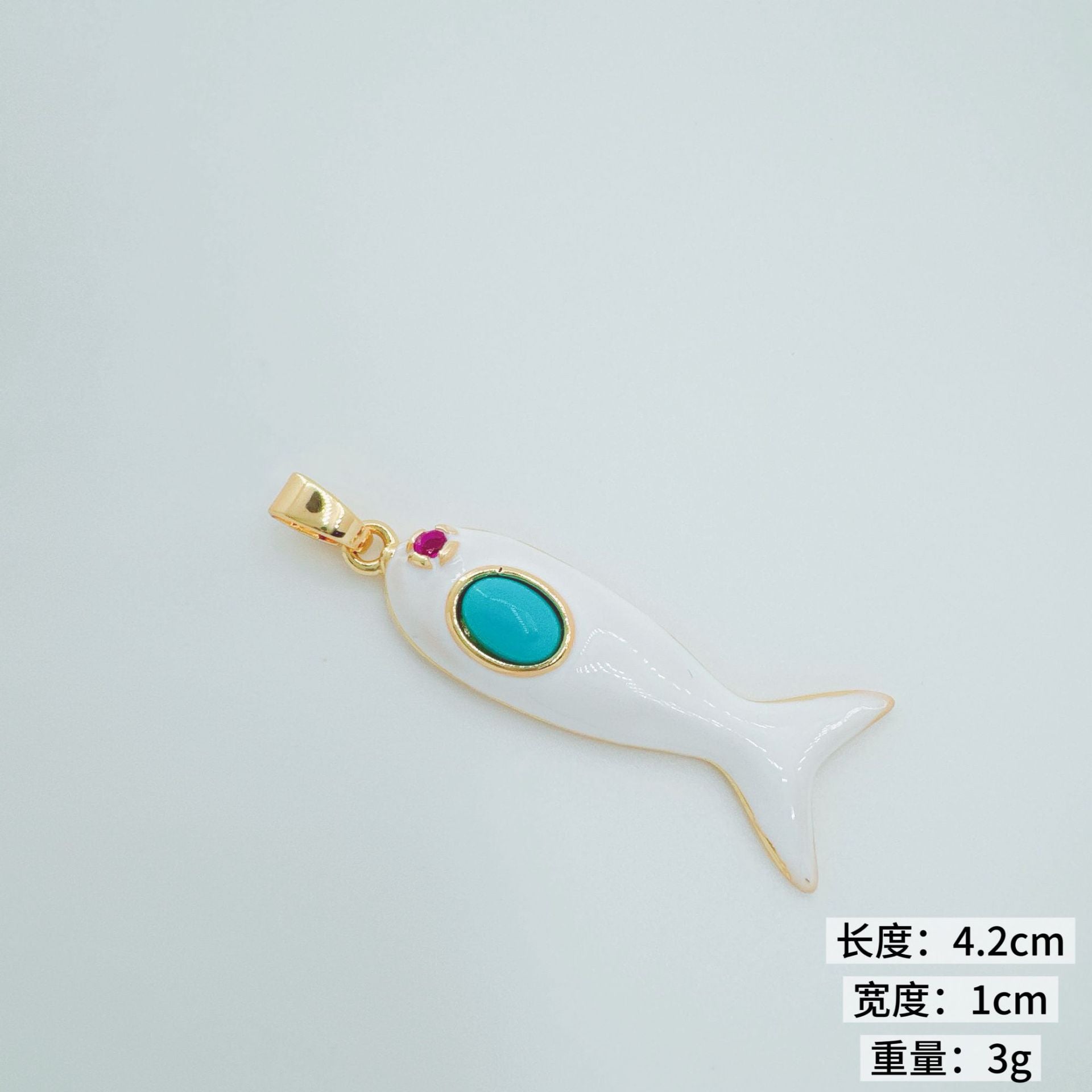 Wholesale Swimming Fish Pendant Necklace with Gemstone Inlay Copper Fashion Jewelry Accessory