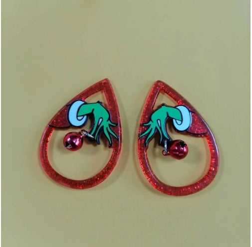 Wholesale Acrylic Halloween Socks Black Cat Double Sided Earrings ACC-ES-KaiQing004