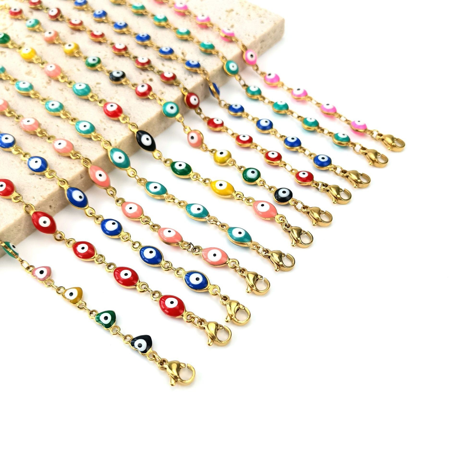 Wholesale Demon Eye Colorblock 18K Titanium Steel Bracelet Necklaces ACC-BT-GuDi001