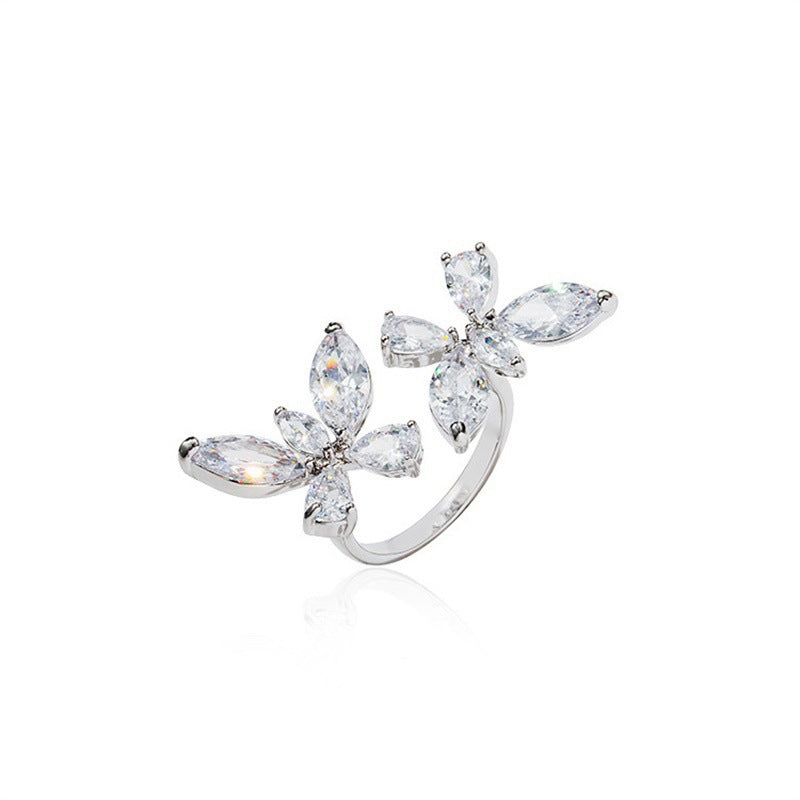 Wholesale Heart Shaped Rhinestone Adjustable Open Ring Chic Women S Fashion Jewelry Accessory For Party Gift