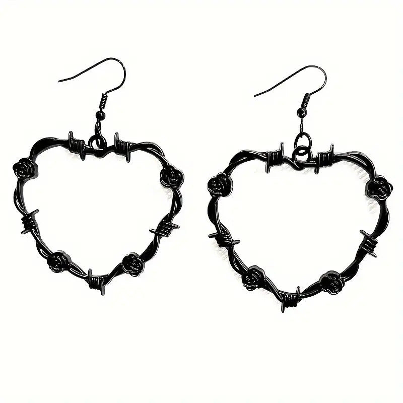 Wholesale Goth Theme Vintage Heart Rose Thorn Earrings ACC-ES-MLR001