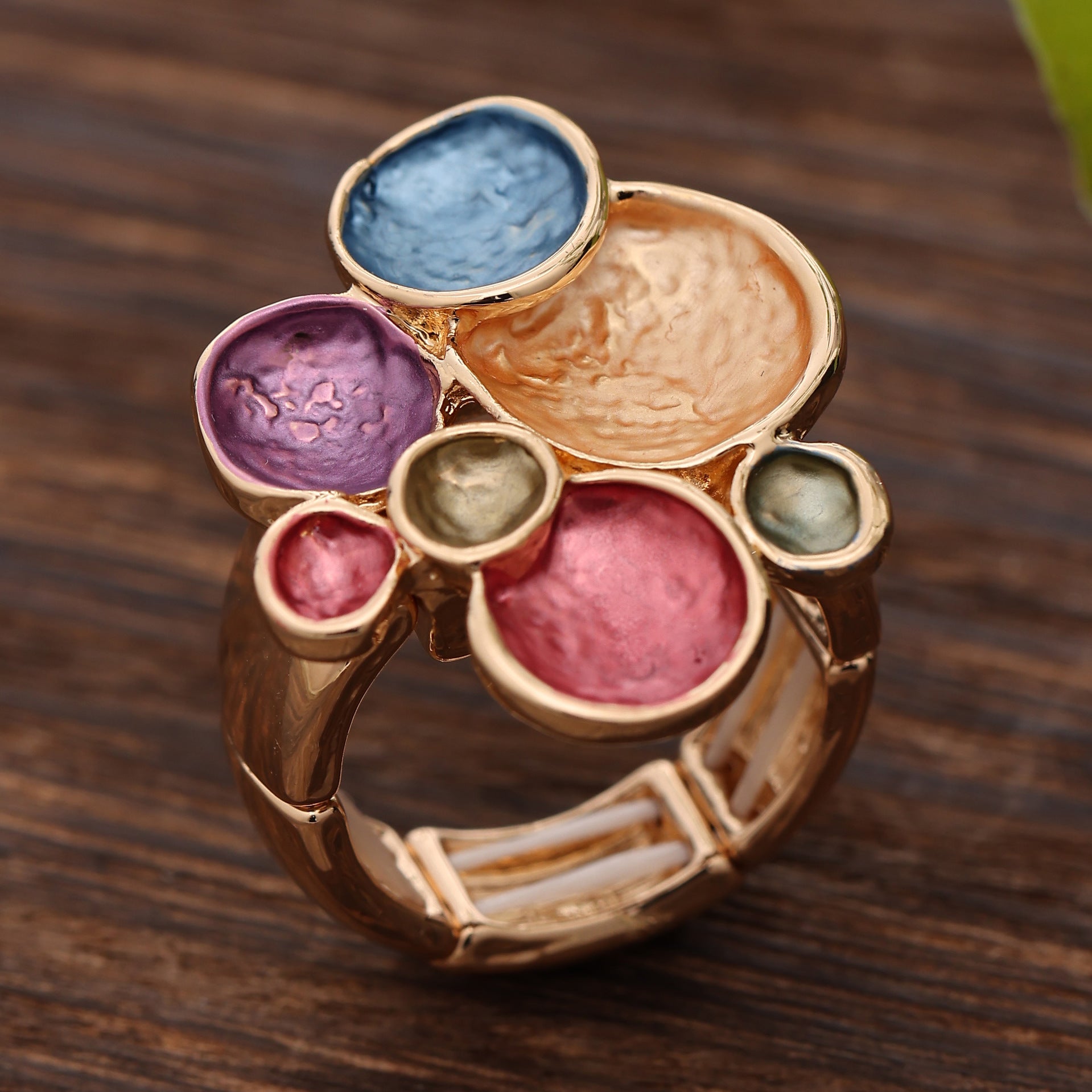 Wholesale Colorful Floral Elastic Rings round Shape Jewelry
