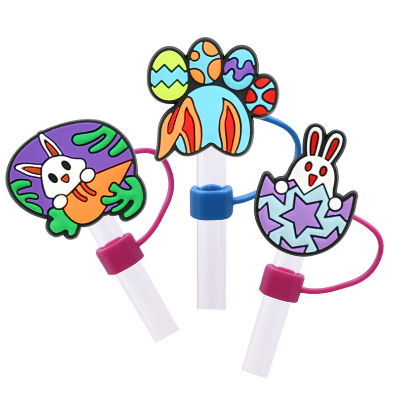 Wholesale Random 100pcs Easter Straw Cover 10MM Straw Tube Cap