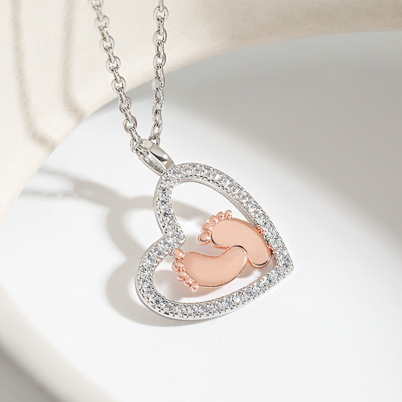 Wholesale Heart Shaped Zircon Copper Foot Necklace ACC-NE-YingRong004