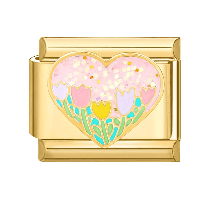 Pulsera de encanto italiano al por mayor de 9 mm empalmado lindo colgante creativo colgante de acero inoxidable brazalete compuesto por acero inoxidable