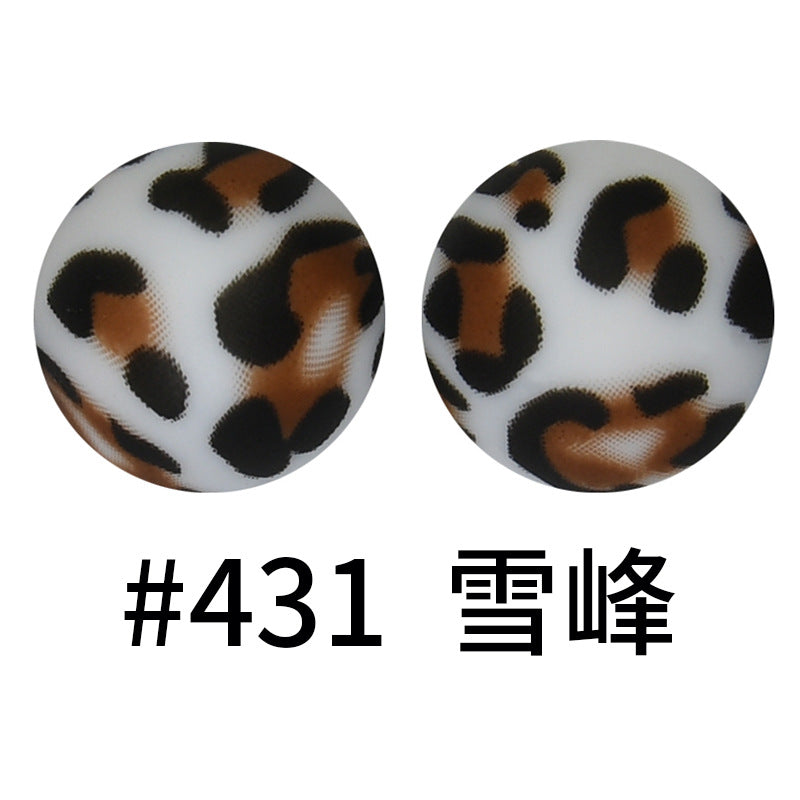 Wholesale 50pcs 15mm Western Style Leopard Skull Color Aztec Printed Silicone Balls Beads ACC-BDS-HeSheng002