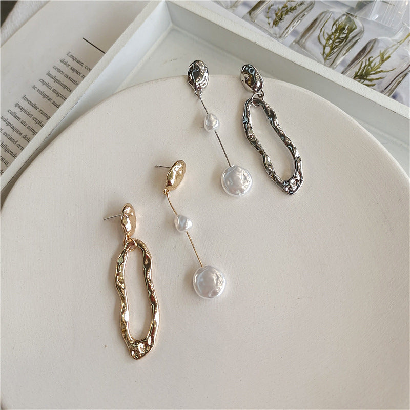 Wholesale Geometric Baroque asymmetrical earrings