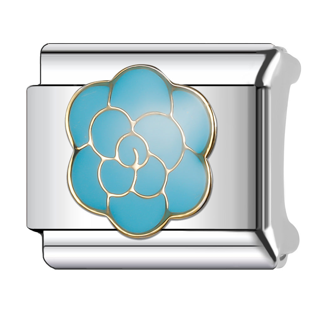 Wholesale Italian Charm Bracelet 9mm DIY Splicing Flower Series Stainless Steel Composable Bracelet