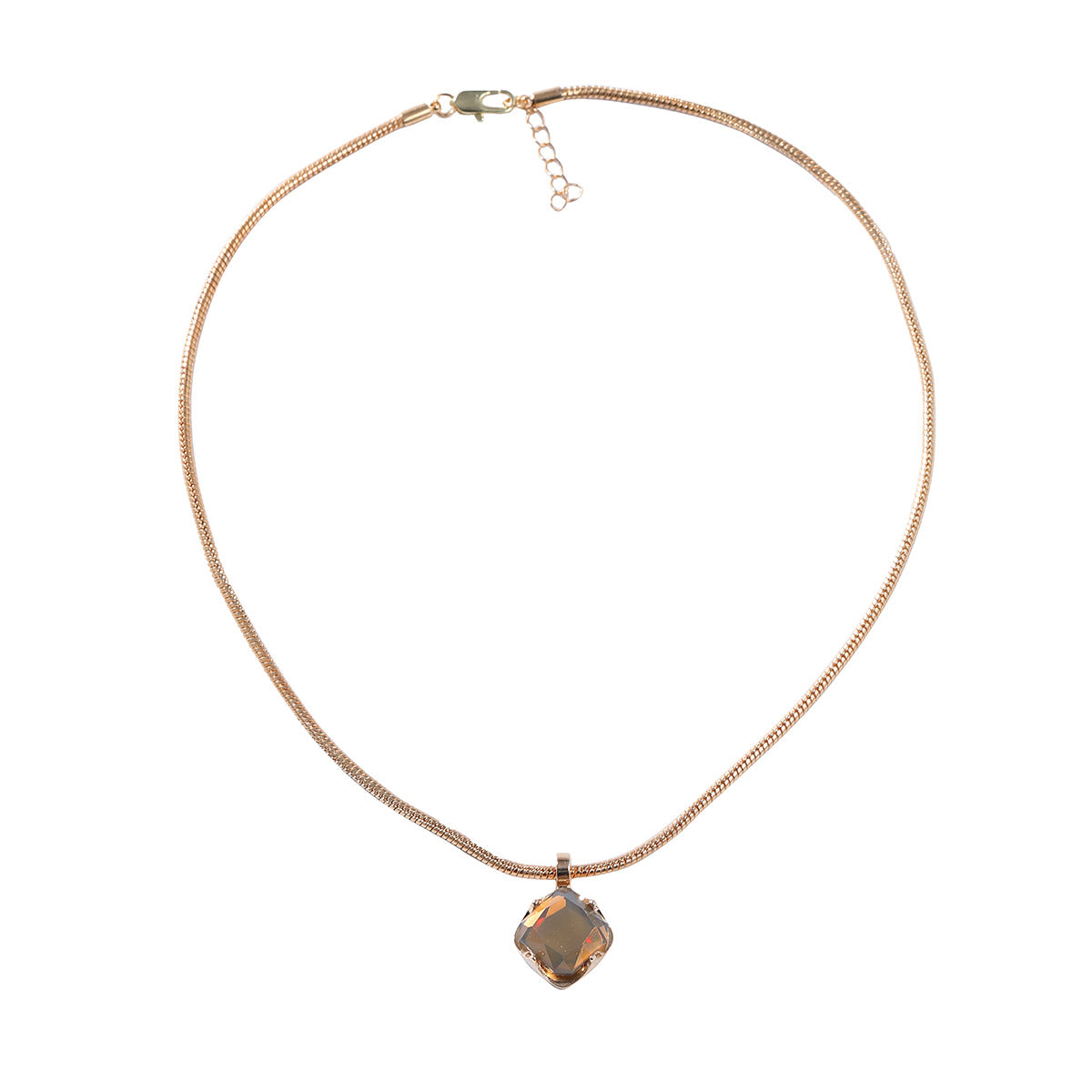 Wholesale square colored diamond alloy necklace sweater chain ACC-NE-JL001