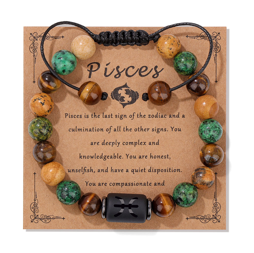 Wholesale Twelve Zodiac Woven Natural Picture Stone Bracelet ACC-BT-YinYi002
