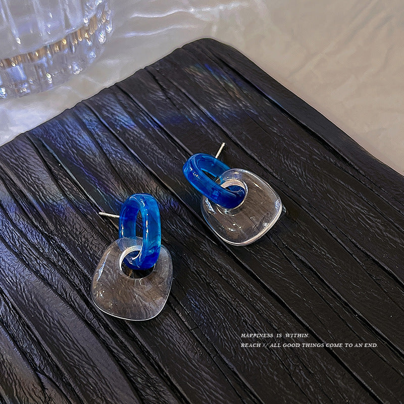 Wholesale Blue Acrylic Transparent Geometric Earrings