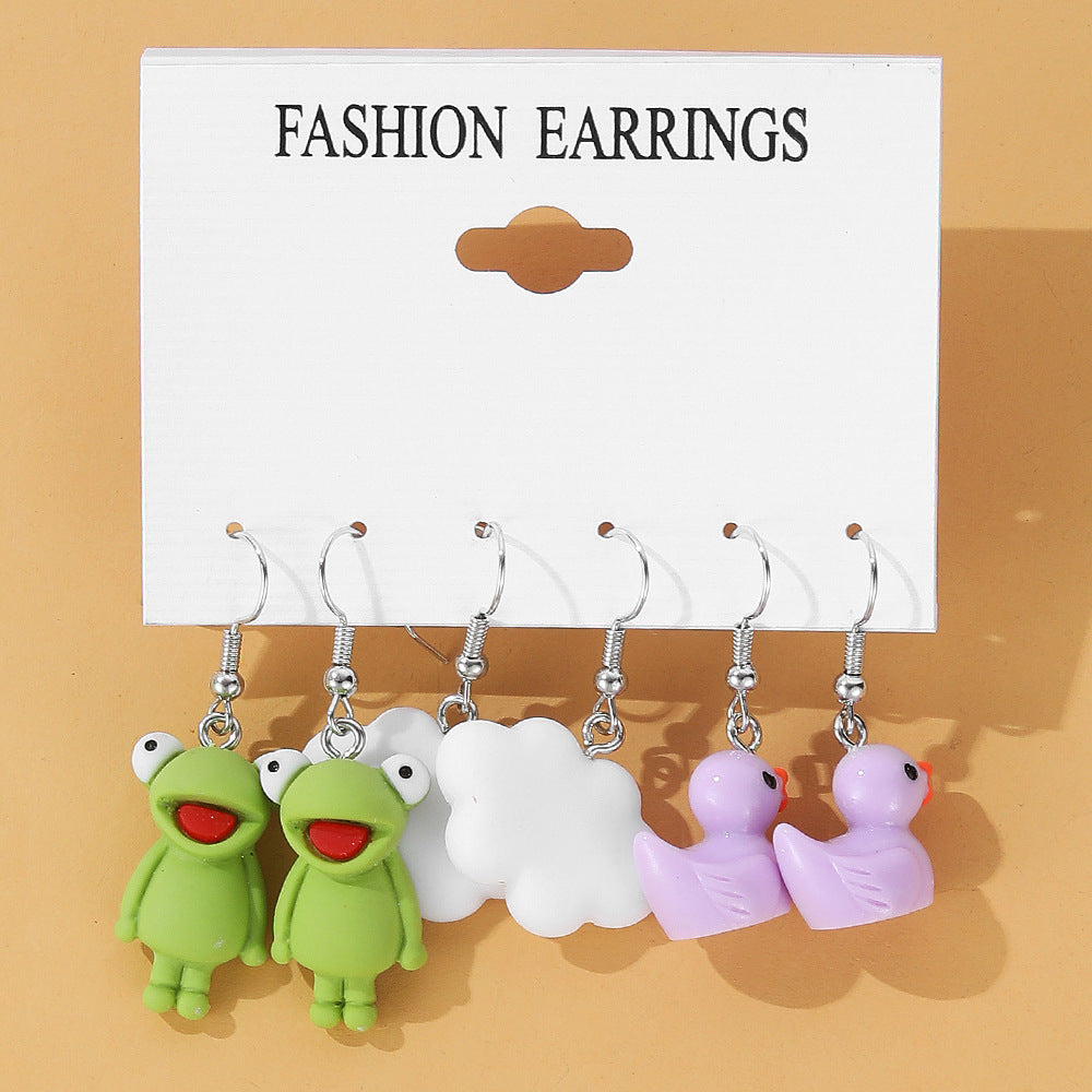 Wholesale 5pcs/set color acrylic earrings  white cloud flower earrings